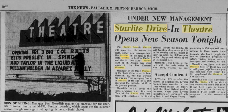 Starlite Drive-In Theatre - 31 MAR 1967 ARTICLE
